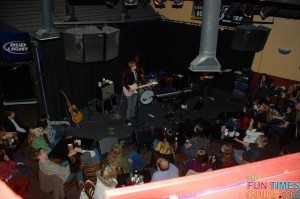 The view of the stage from upstairs seating at 3rd and Lindsley in Nashville. photo by Lynnette at TheFunTimesGuide.com 3rd-and-lindsley-stage