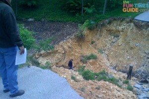 A closeup of our washed out road in Leiper's Fork, Tennessee. When the road washed out during the Nashville flood, we were no longer able to reach our property. photo by Lynnette at TheFunTimesGuide.com washed-out-road-in-leipers-fork
