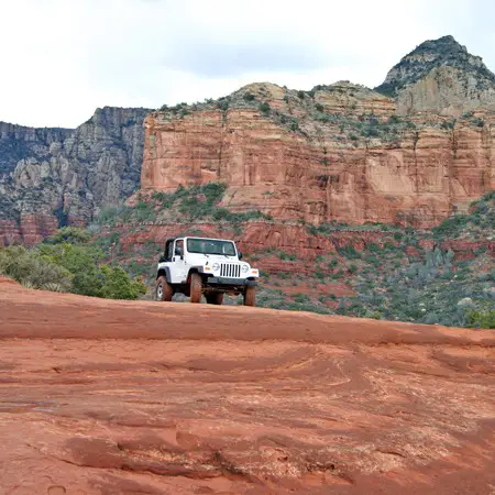 Our Jeep atop the majestic and beautiful Red Rock.
