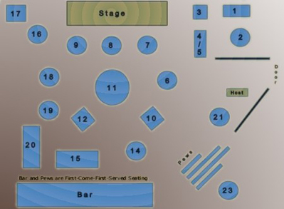 Pick your own seat when making reservations at the Bluebird Cafe! bluebird-cafe-seating-chart.jpg