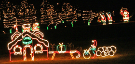 Holiday lights at George Jones's house in Franklin.