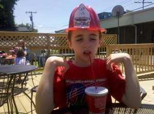 My son enjoys eating from the kids menu at Firehouse Subs in Nashville. photo by Jenn at TheFunTimesGuide.com