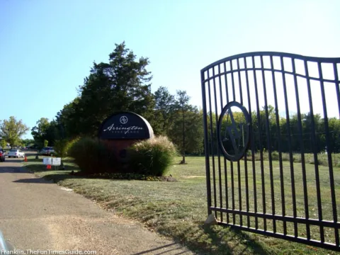 The entrance to Arrington Vineyards in Franklin Tennessee. There were lots of people there on a Sunday afternoon in September.