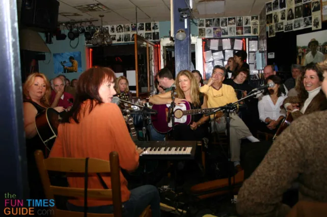 Front and center at the Bluebird Cafe in Nashville - songwriters in the round.