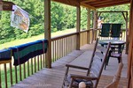 We spent most of our time on this porch... either swinging, rocking, hot tubbing, sitting, wildlife viewing, or just vegging... you could find us here each morning and night.