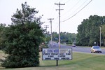 Church billboard advertising 'drive-thru prayers' on Franklin Road in Brentwood, Tennessee.