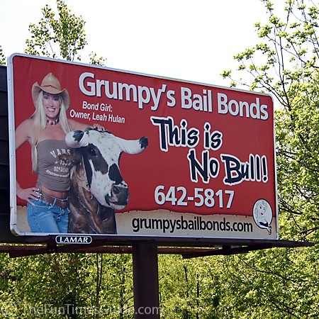 Grumpy's Bail Bonds billboard - Franklin, Tennessee.