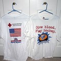 Give Blood, Play Hockey t-shirts they gave away at a Nashville Predators hockey game.