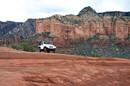 Jeepin offroad along the red rock mountains of Sedona, Arizona.