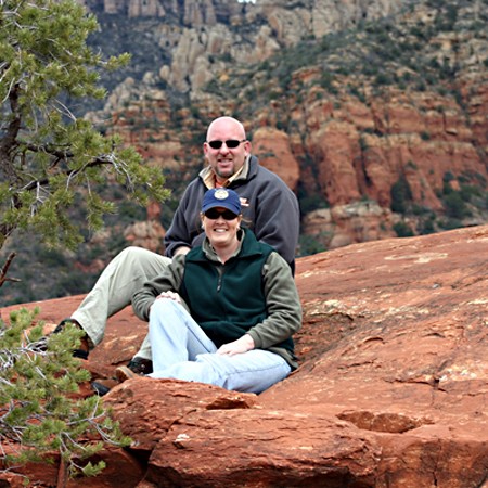 Sitting on the rocks along the Broken Arrow Trail.