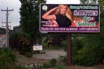 Leah Hulan salutes soldiers on this billboard in Williamson County, Tennessee.