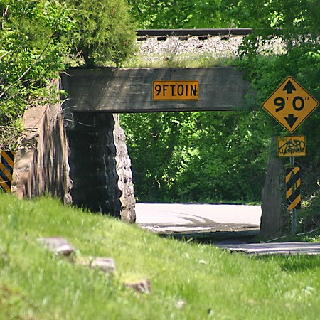 One of many narrow bridges in Nashville, Tennessee.