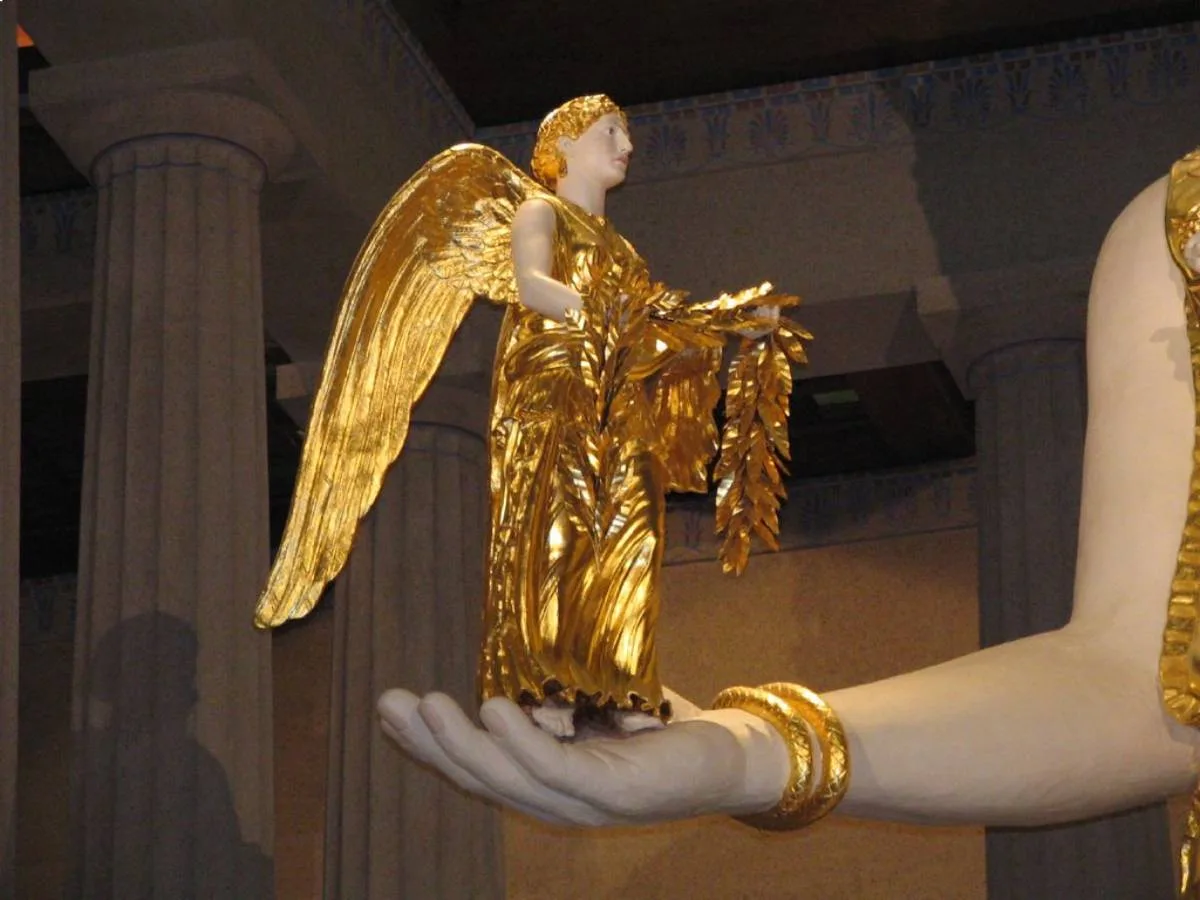 A close-up of the 6-foot 4-inch statue of Nike in Athena's right hand!