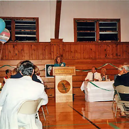 Lynnette addressing the Reunion class at Paul Smith's College upstate New York.