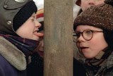 The kid got his tongue stuck on the flagpole in the movie 'A Christmas Story'.
