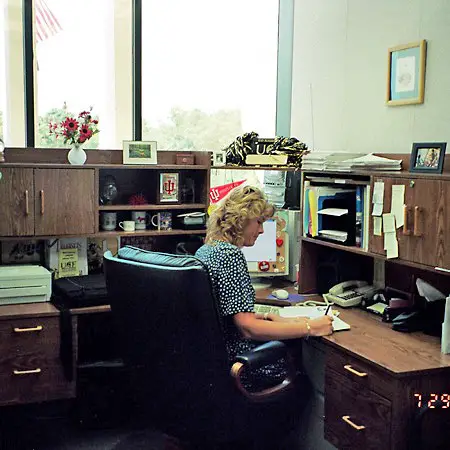 Hard at work at her desk - the University of Central Florida.